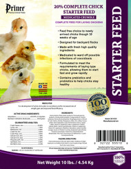 Prince Premium Feed Chick Starter 20% Layer Mash  Medicated Crumble - 10  Lbs