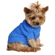 Cotton Cable Knit Dog Sweater - Blue