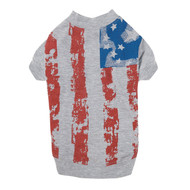 Zack & Zoey America's Pup Flag-Print Tee Shirt for Dogs, 12" Small, Gray
