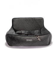 Nandog Pet Gear Luxury Dog Car Seat Bed Small Quilted - Dark Gray