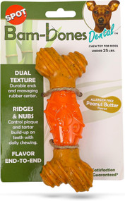 ETHICAL/SPOT Bam-Bone Dental Bone Peanut Butter Flavor Chew Toy - 6"