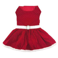 Doggie Design Red Velvet Sparkle Holiday Dog Harness Dress