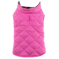 Doggie Design Reversible Fleece Lined Puffer Dog Coat - Pink Plaid