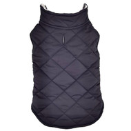 Doggie Design Reversible Fleece Lined Puffer Dog Coat - Black and White Plaid