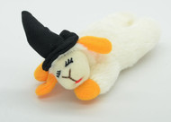 Multipet Halloween Lamb Chop with Black Witch Hat Cat Toy -  4"