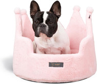 Nandog Pet Gear Prive  Crown Cozy Round Dog & Cat Bed Collection Washable Indoor Pet Bed - Royal Micro Blush Pink 18" Large