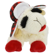 Multipet Lamb Chop with/ Buffalo Plaid Trapper Hat Dog Toy 10.5"