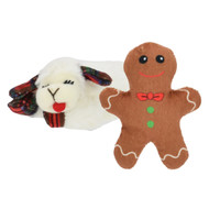 Multipet Lamb Chop Gingerbread & Sheep Holiday Cat Toy-2PK