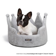 Nandog Pet Gear Prive Crown Bed Micro Plush Light Gray Cloud - Large 18 In