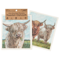 Primitives by Kathy Highland Cows Swedish Dishcloth Set