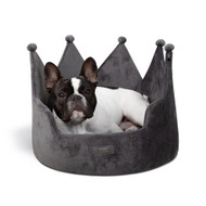 Nandog Pet Gear Prive Crown Bed Micro Plush Dark Gray - Large 18 In