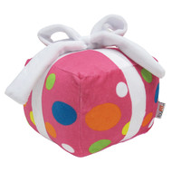 Birthday Present Plush Dog Toy with Hidden Squeaker 6" - Pink