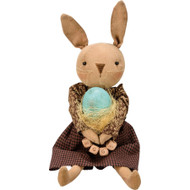 Primitives by Kathy Easter Rabbit With Egg Doll Decor
