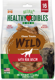 Nylabone Healthy Edibles WILD Natural Long-Lasting Bison Flavor Bone Chew Treats for Dogs, Small (16 Count)