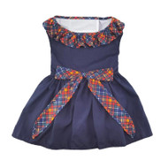 Doggie Design Navy Dog Dress with Plaid Ruffles