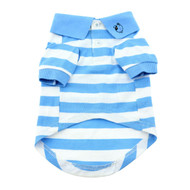 Doggie Design Striped Dog Polo Shirt  - Blue Niagara and White