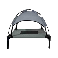 Midlee Grey Dog Cot with Canopy Elevated Pet Bed