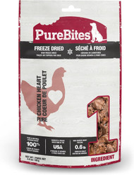 PureBites Chicken Heart Freeze Dried Dog Treats, 1 Ingredient, Made in USA, 3oz