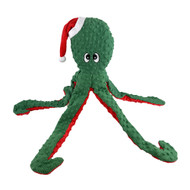 Pet Lou Dotty Friends 2.0 Christmas Octopus, 26" Long, Red and Green, Squeak Dog Toy