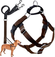 2 Hounds Design Freedom No Pull Dog Harness, Adjustable Harness and Leash Set, Easy Walking & Comfortable Control, Fits Small, Medium & Large Dogs, Solid Colors, Made in USA, 1" XL, Brown