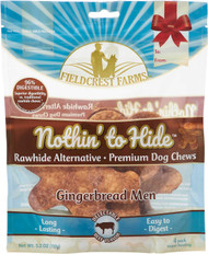 Fieldcrest Farms Nothin' to Hide Holiday Gingerbread Men Beef Flavor Chew Dog Treats, 5.2oz (Pack of 4)