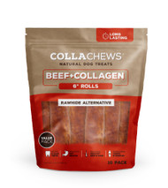 CollaChews Beef & Collagen Rawhide Free 6" Rolls Dog Treat - 10 Pack Bag