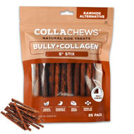 Collachews Bully + Collagen Rawhide Free 5" Stix Dog Treat - 25 Count