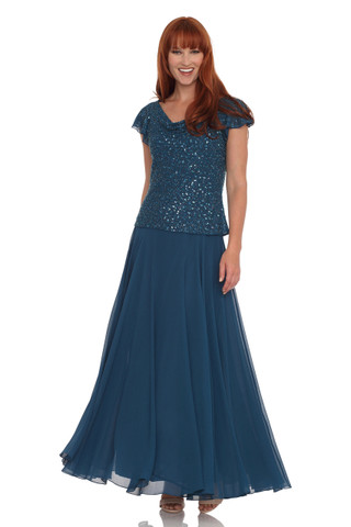 JKARA  Flutter-Sleeve Embellished Popover Dress