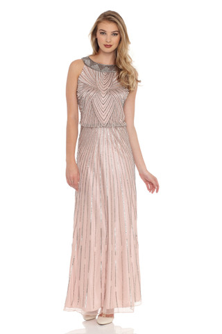 Bead And Sequin Embellished Chiffon Blouson Gown