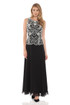 JKARA Embellished Bodice A-Line Chiffon Dress with Scarf