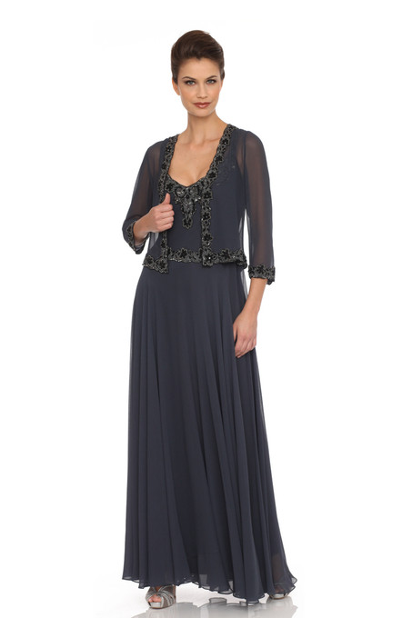 JKARA Beaded Chiffon Jacket Dress