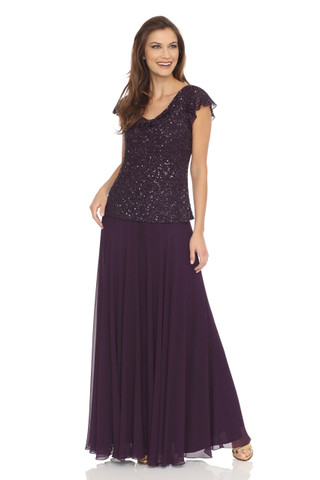 JKARA Sequin Flutter Sleeve Dress