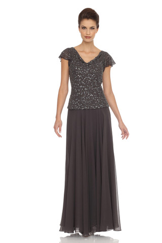Flutter Sleeve Beaded Gown