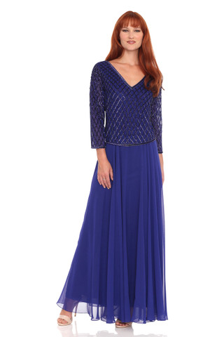 V-Neck Chiffon Beaded Dress