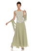 JKARA Embellished Chiffon Dress with Shawl