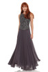JKARA Sleeveless Beaded Chiffon Dress