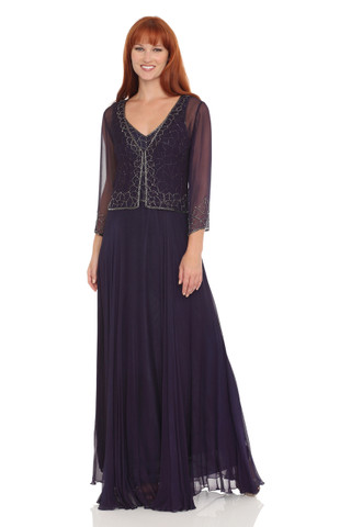Beaded Chiffon Dress with Jacket