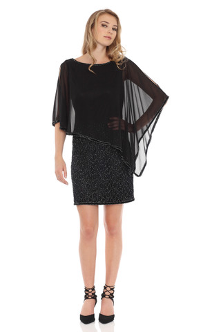 Asymmetrical Caplet Beaded Dress