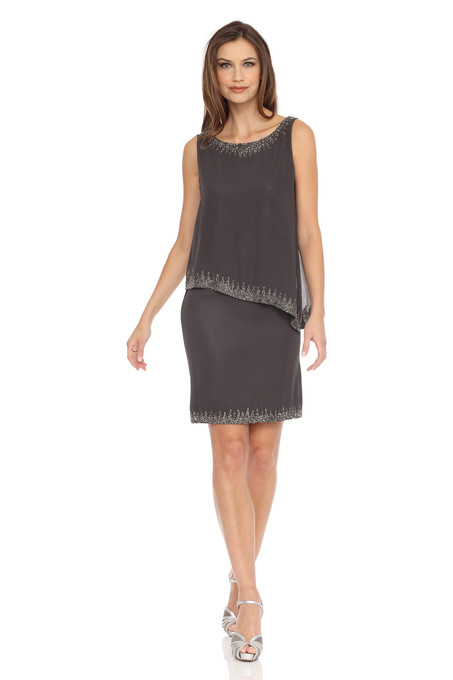 JKARA Popover Asymmetrical Bias Cocktail Dress