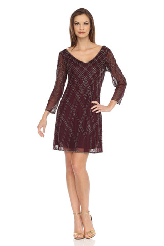 Sheer sleeves & V-neck Dress