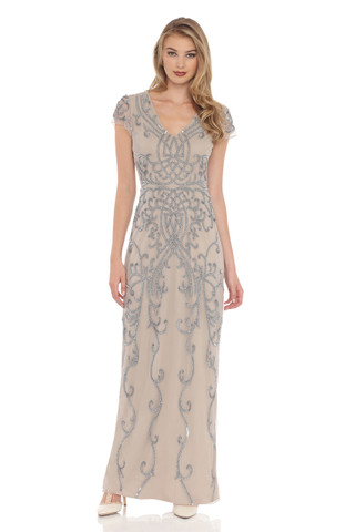 Champagne vine beaded dress