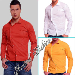 MENS CASUAL slim fit SHIRT MEN LONG SLEEVE TOPS cotton plain blank adults solid