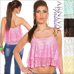 SEXY LOOSE CROP TANK TOP cami S WOMENS LACE SHIRT CASUAL FLORAL summer blouse AU