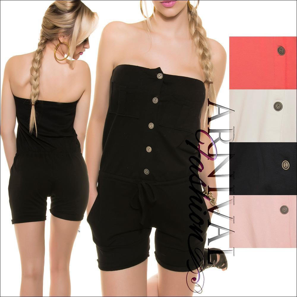 Women OVERALL STRAPLESS short JUMPSUIT SEXY ROMPER pants sleeveless top  PLAYSUIT - ARNIVAL