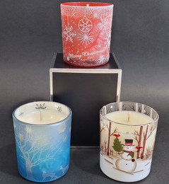 Christmas soy wax candle with gift box 3 designs & scents