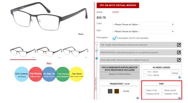 add prescription to sunglasses