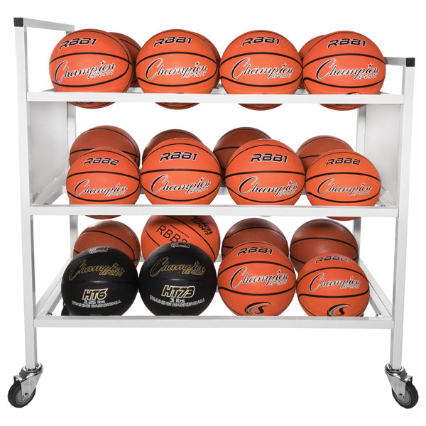 Champion Sports 24 Basketball Double Wide Ball Cart