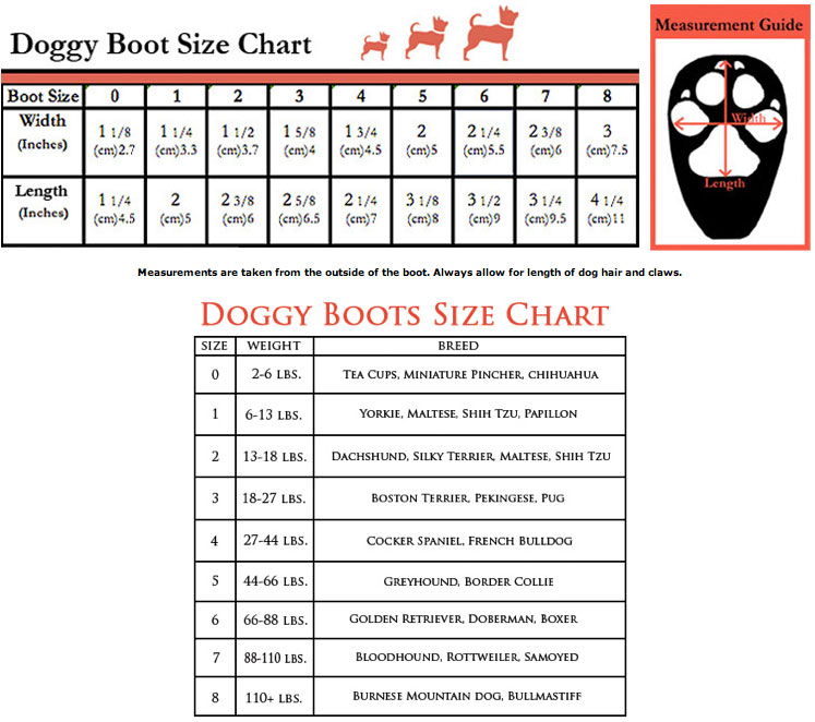 Top Paw Booties Size Chart