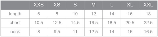 Toru Size Guide