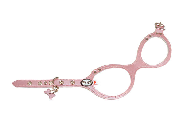 pink leather dog harness